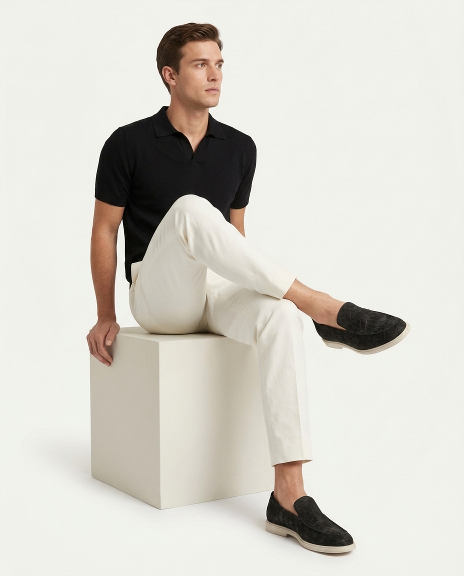 Croco Suede Loafer - Charcoal | LIMITED EDITION