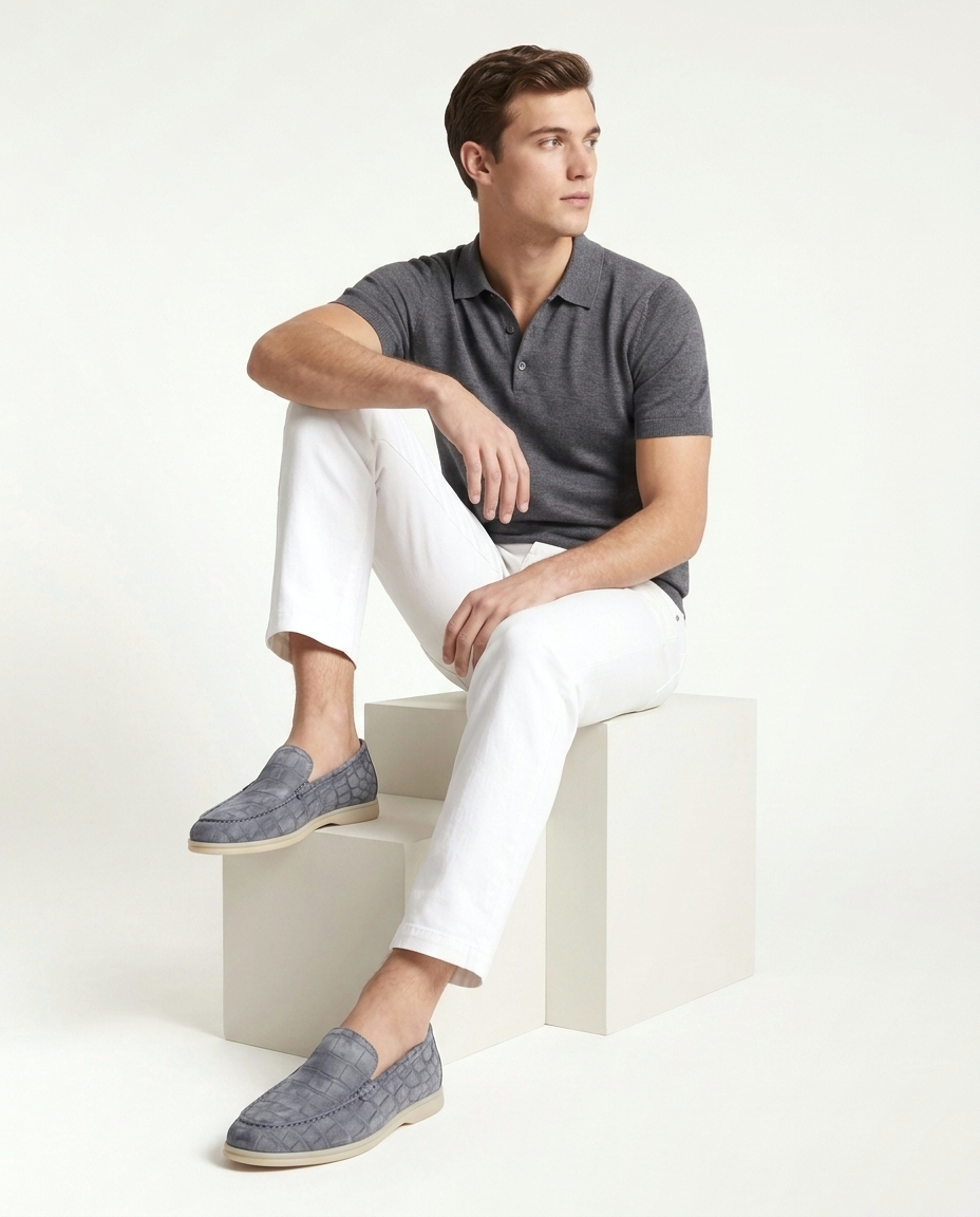 Croco Suede Loafer - Grey | LIMITED EDITION