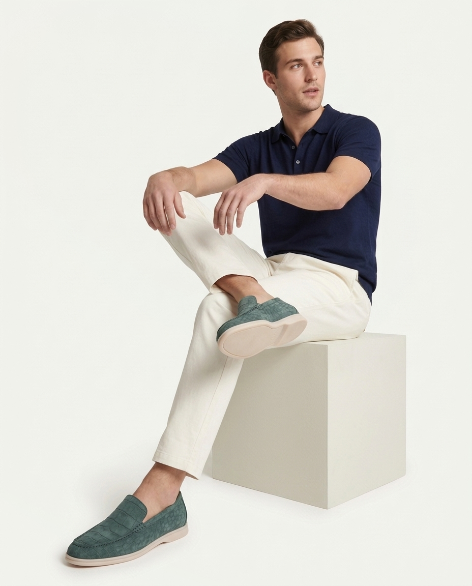 Croco Suede Loafer - Sage | LIMITED EDITION