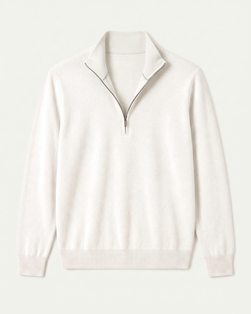 London Quarter Zip - White
