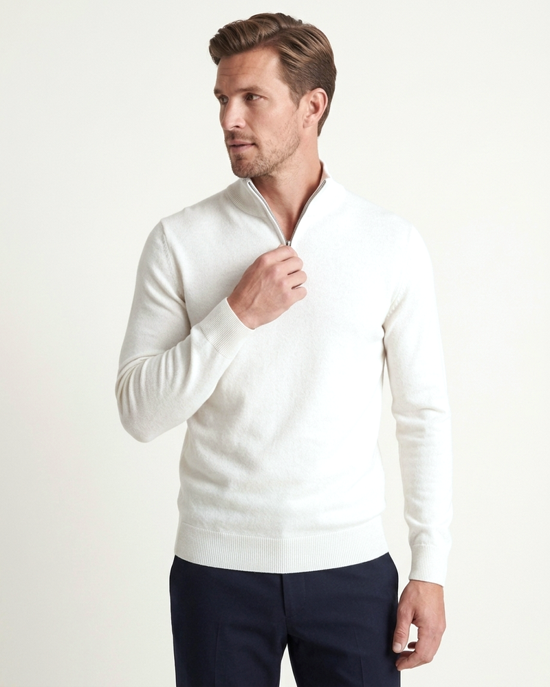 London Quarter Zip - White