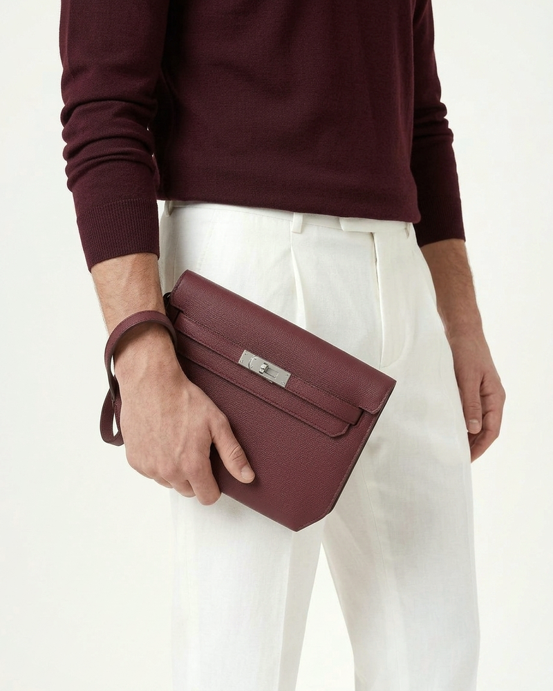 Paris Leather Pochette - Burgundy