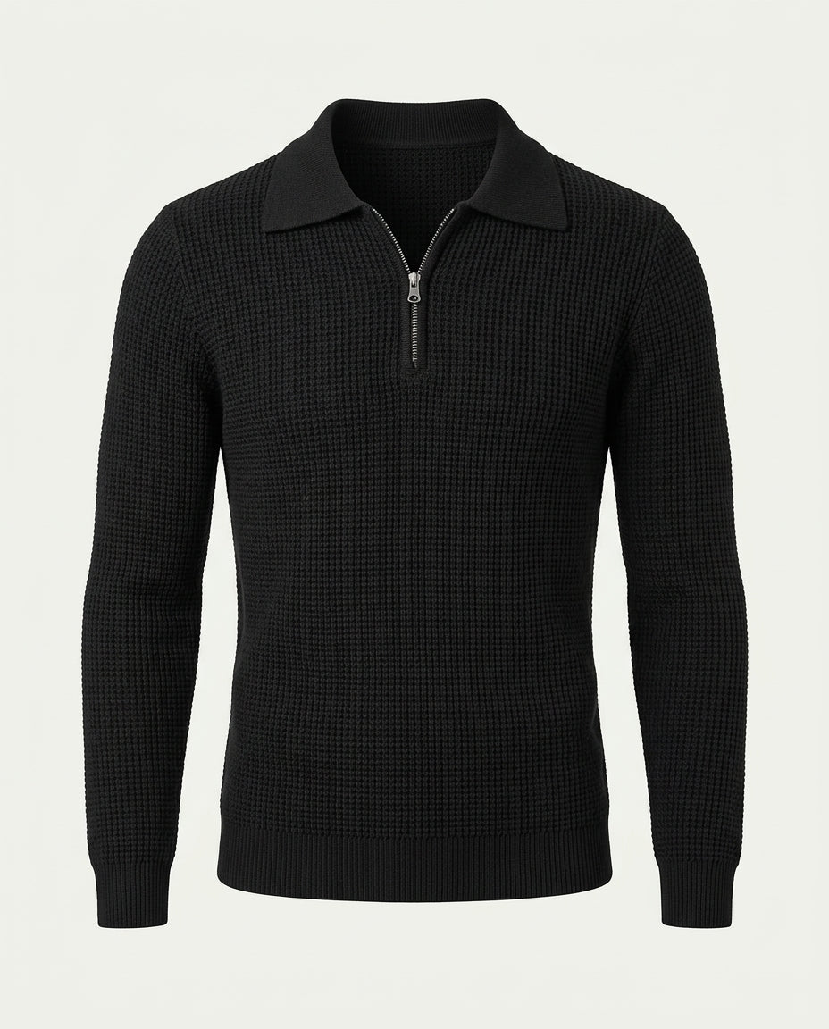 Paris Zipped Sweater - Black