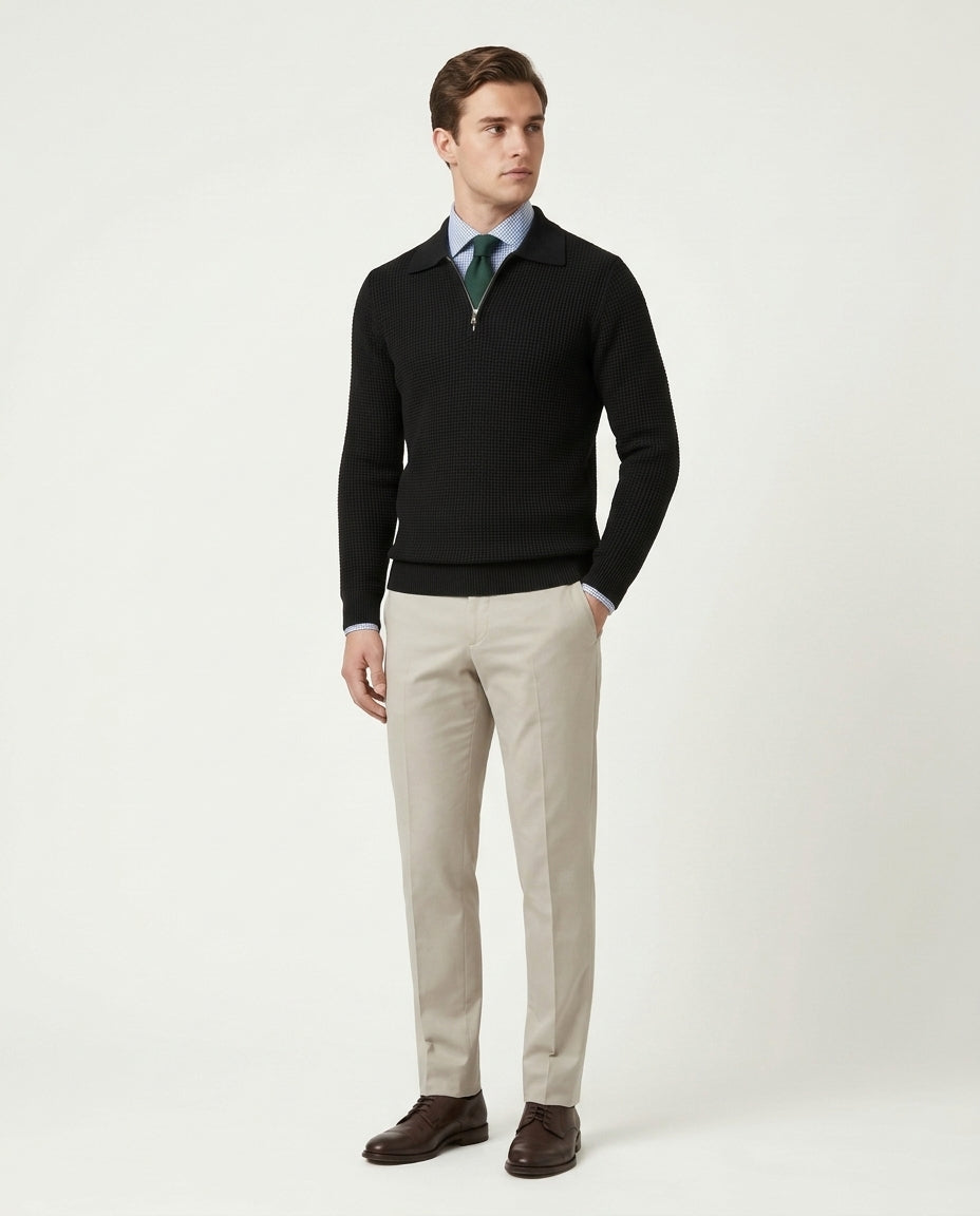 Paris Zipped Sweater - Black