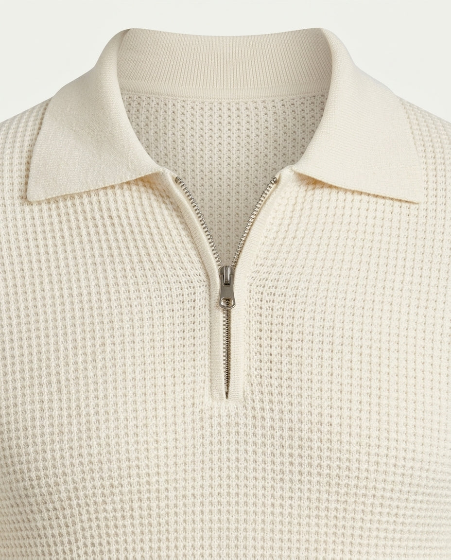 Paris Zipped Sweater - White
