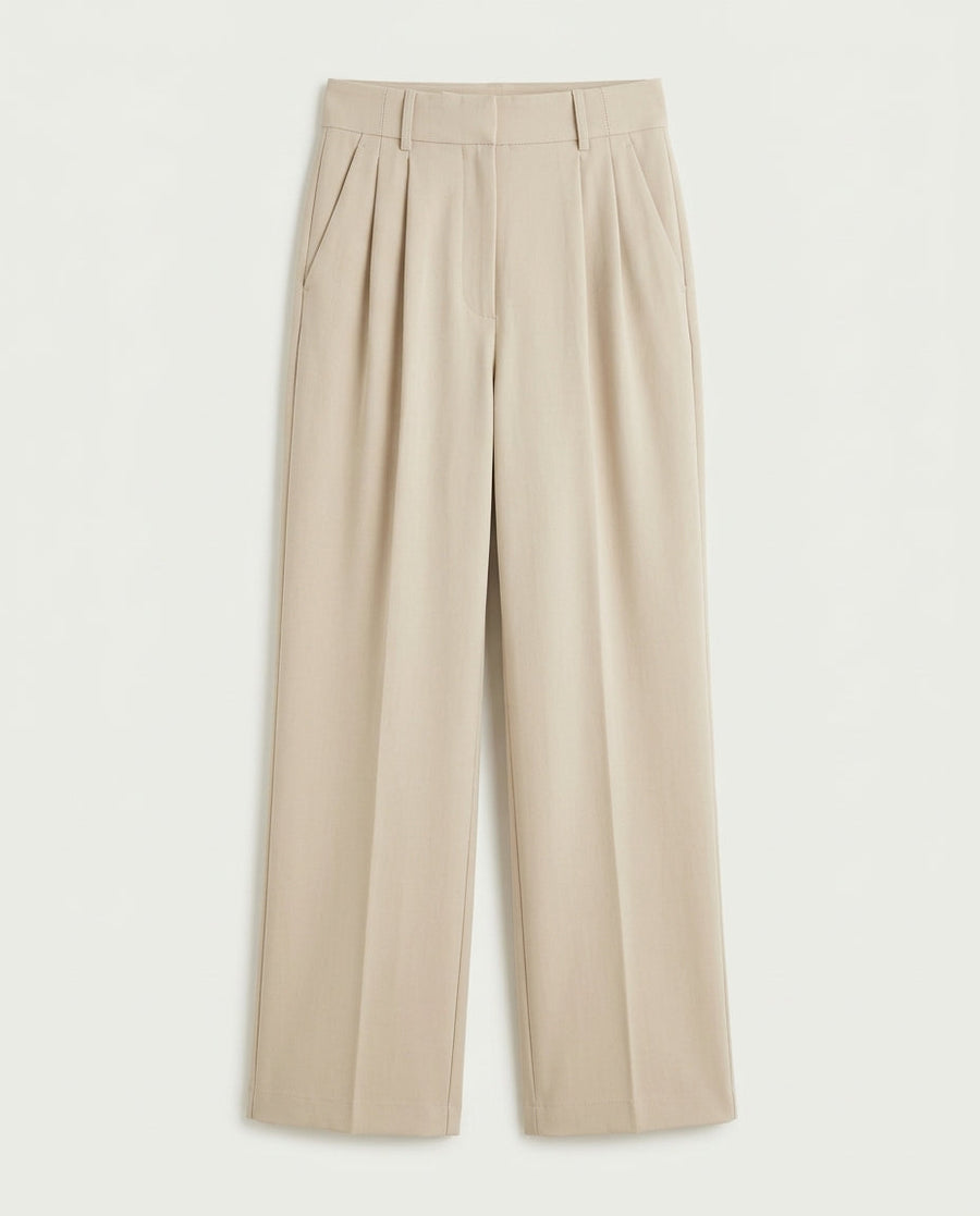Vienna Wide-Leg Trousers - Beige