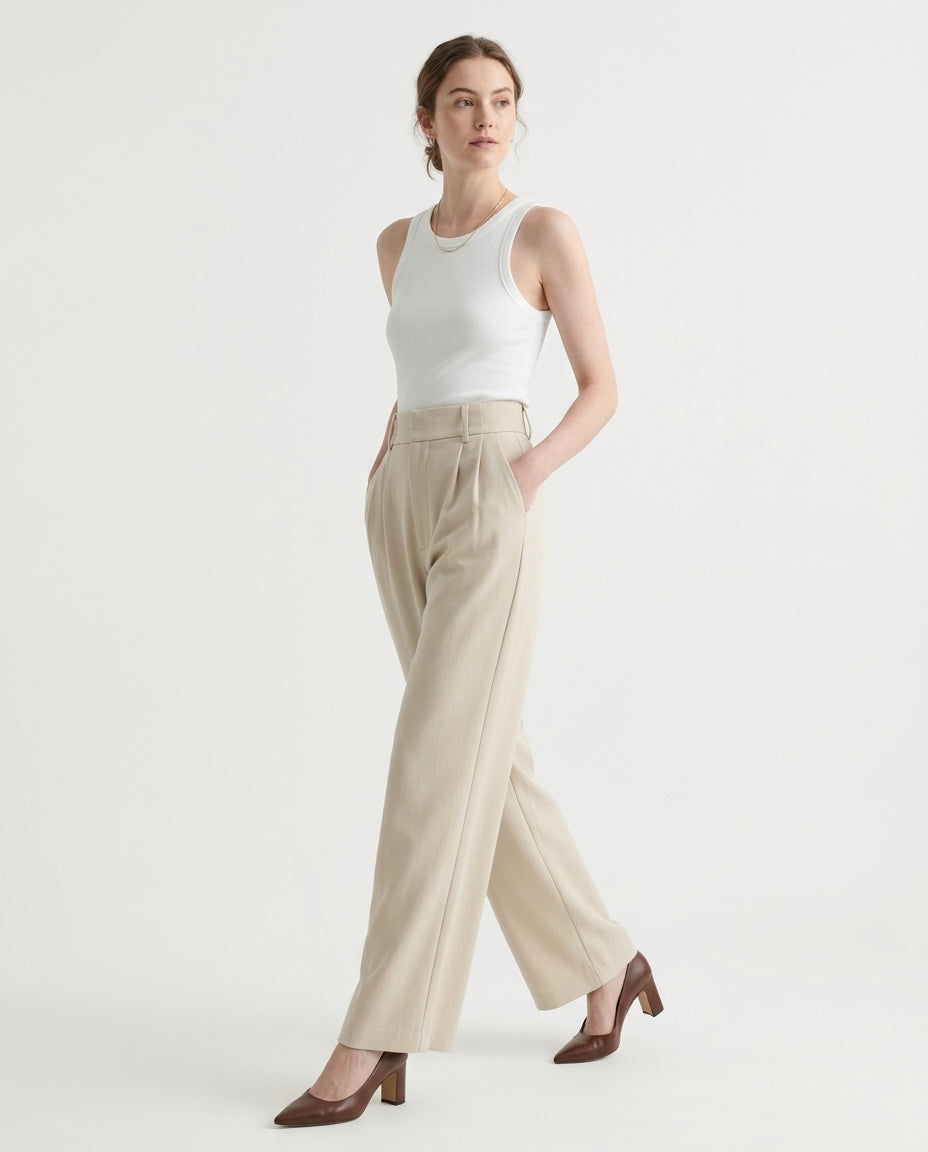 Vienna Wide-Leg Trousers - Beige