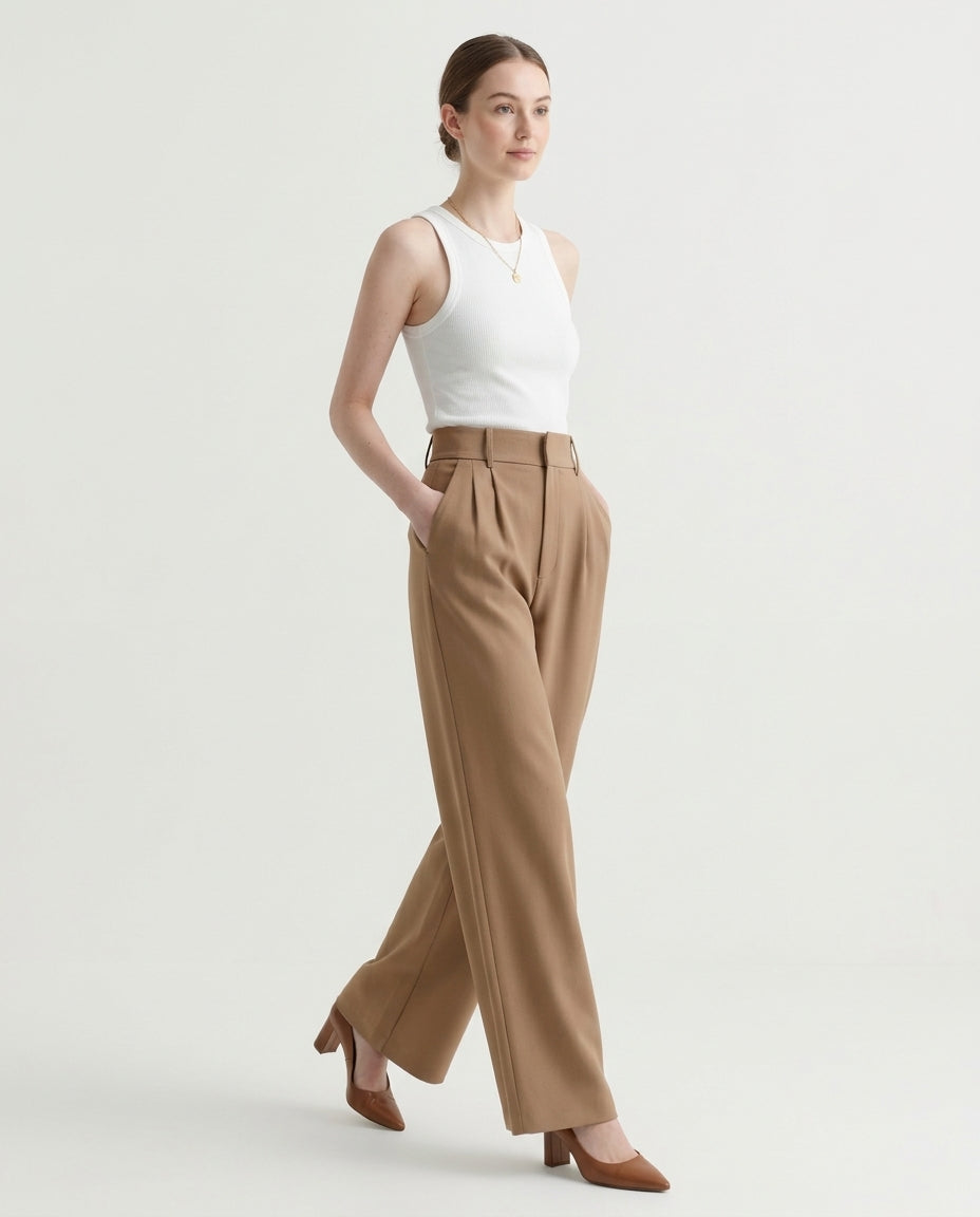Vienna Wide-Leg Trousers - Brown