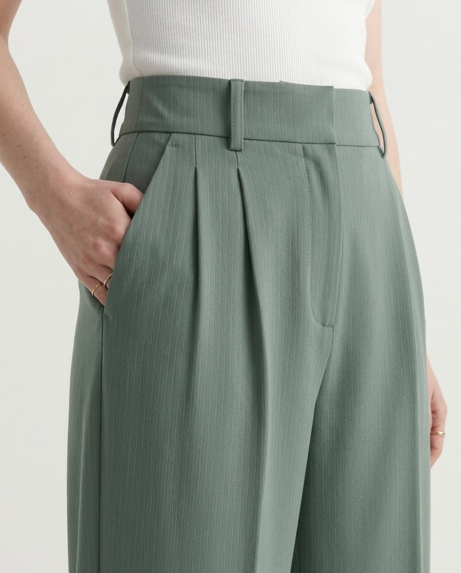 Vienna Wide-Leg Trousers - Green