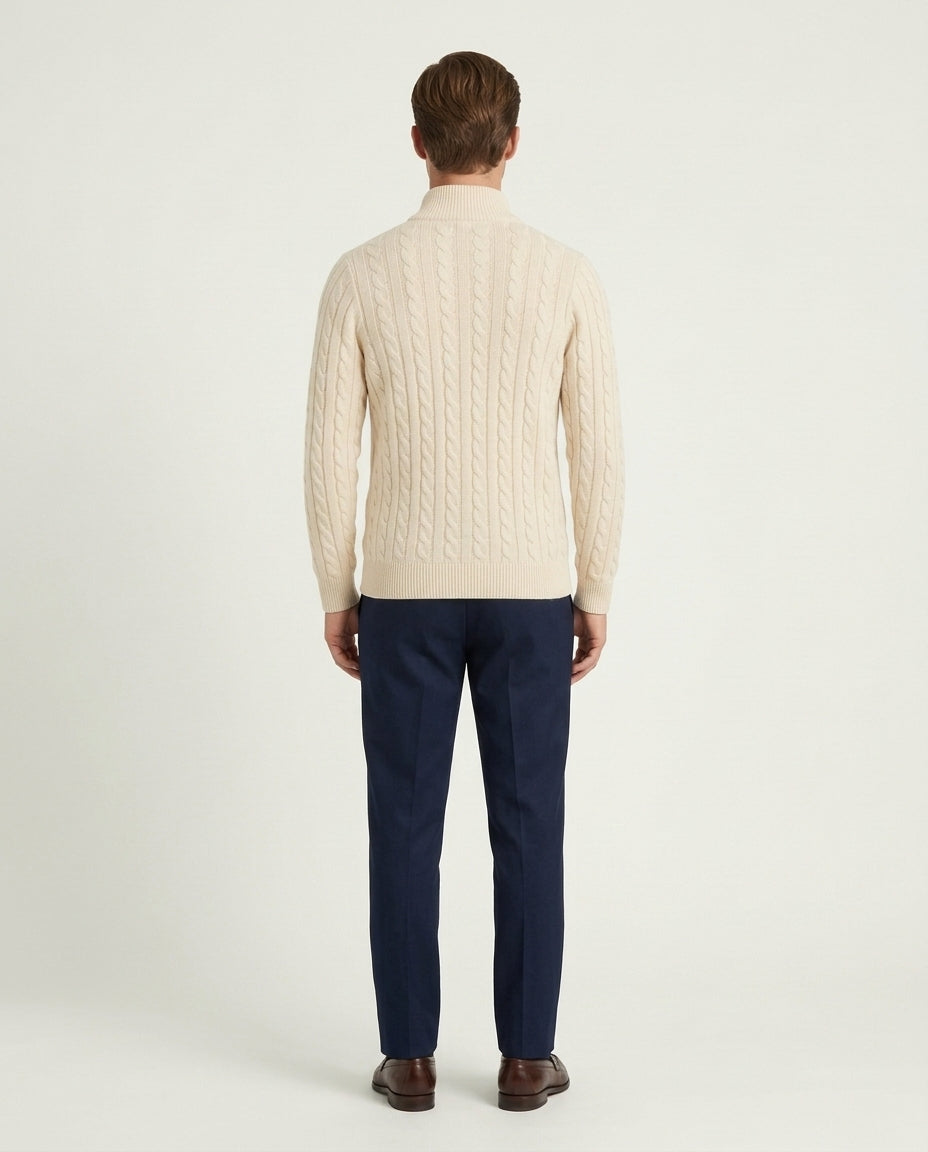 Vienna Zipped Sweater - Beige