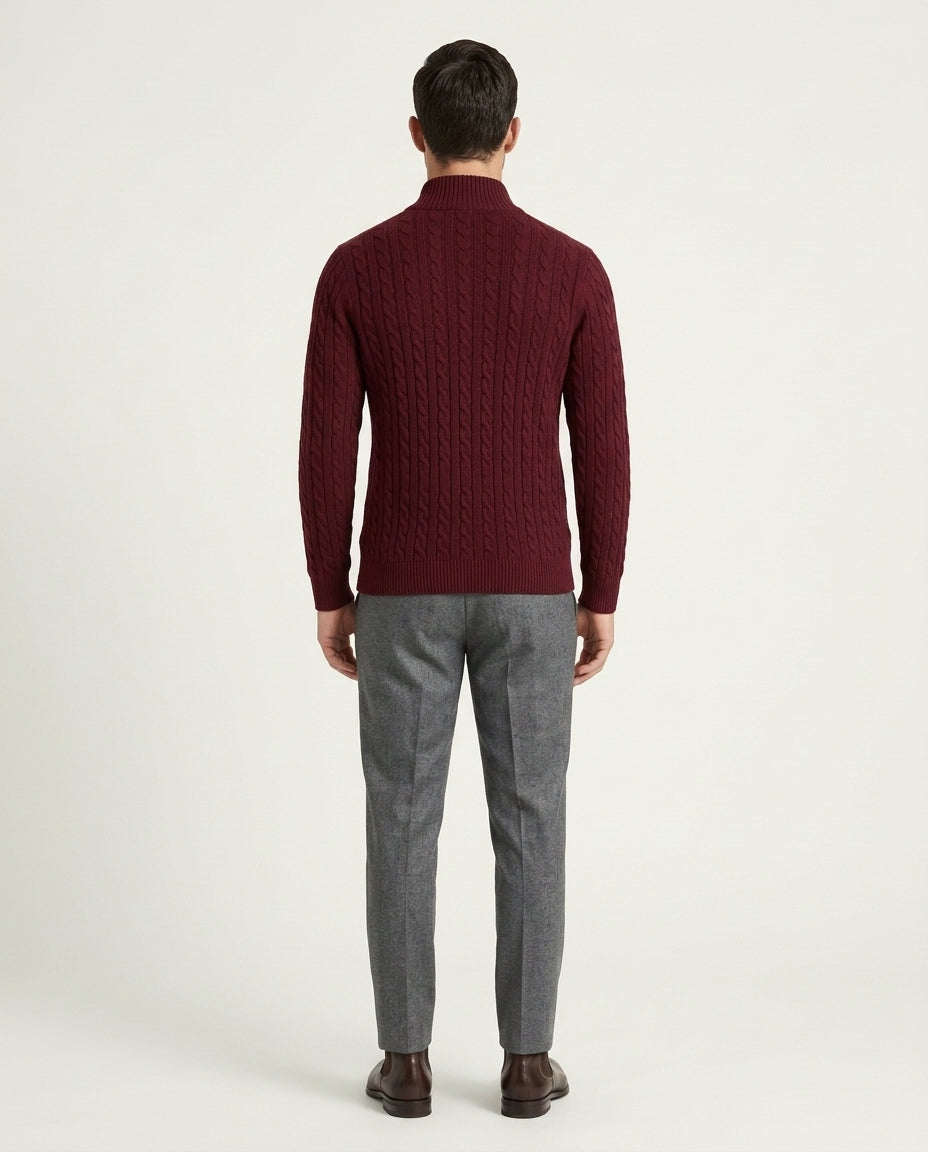 Vienna Zipped Sweater - Burgundy