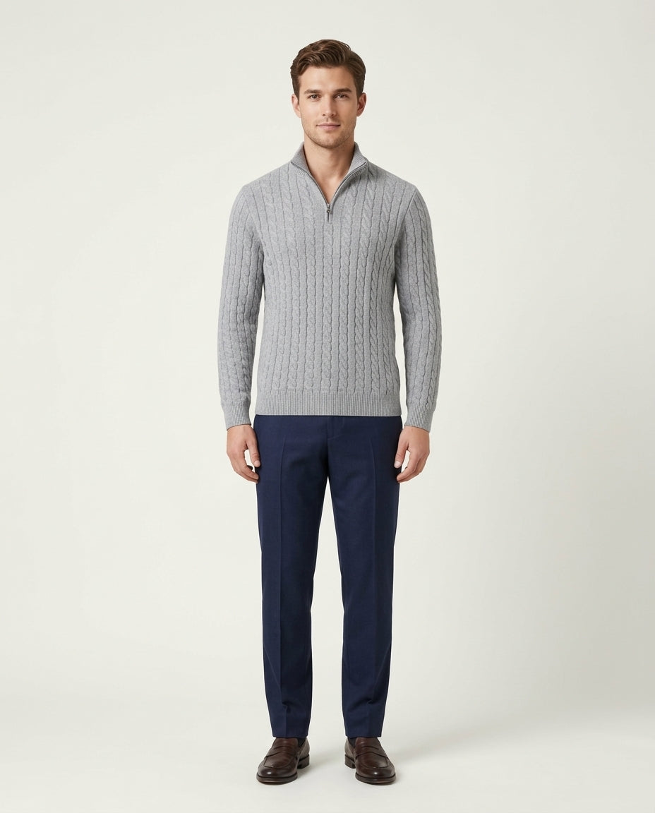 Vienna Zipped Sweater - Grey