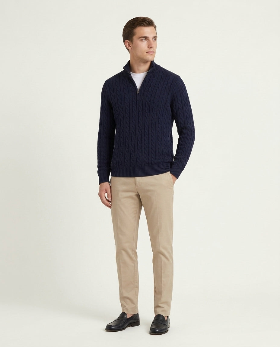 Vienna Zipped Sweater - Navy