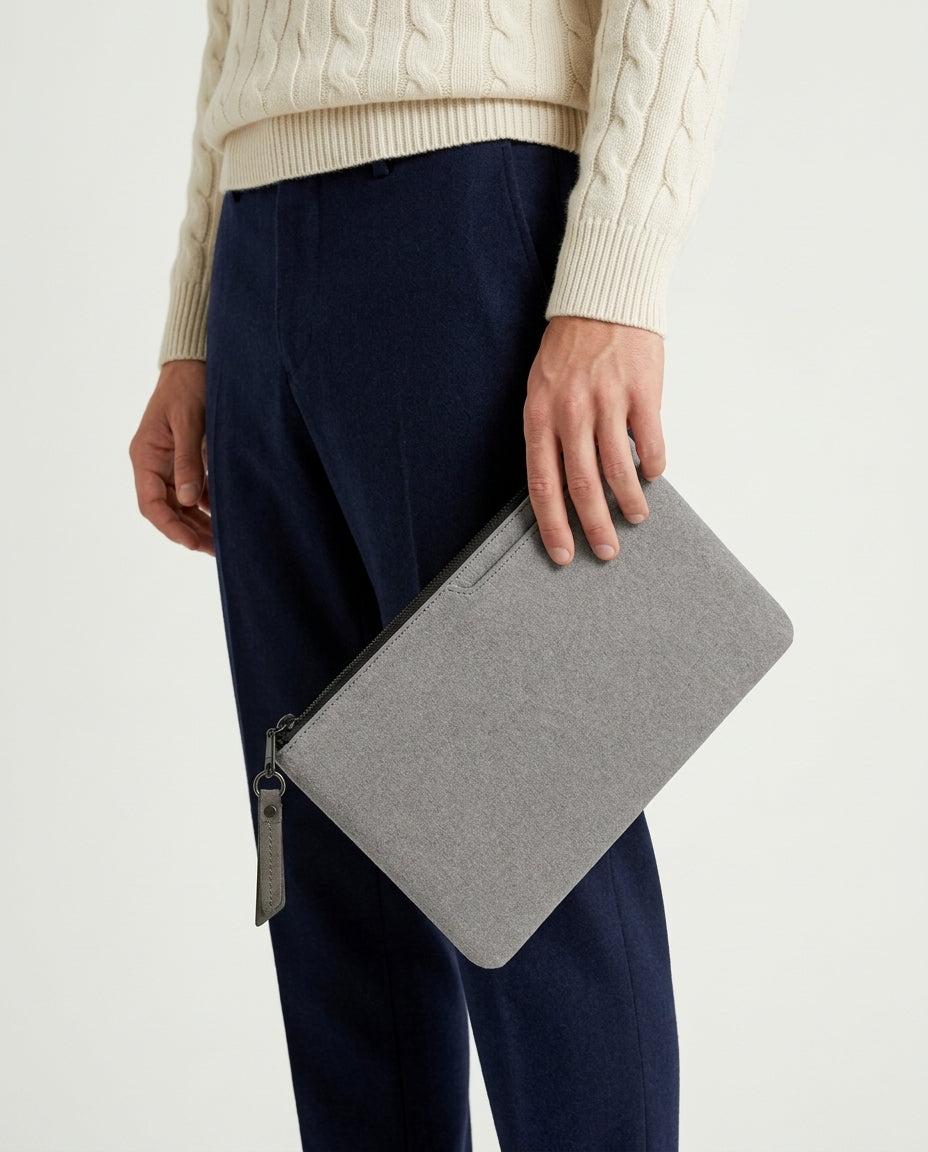 Alcantara Clutch Bag - Moonstone Gray