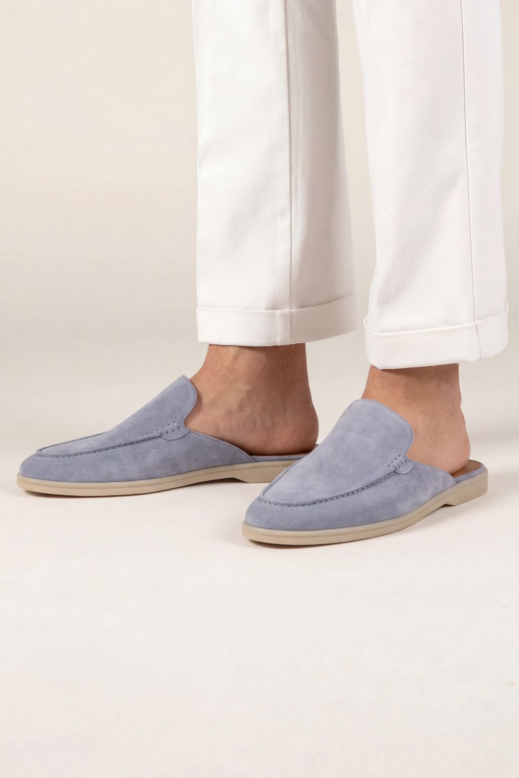 Baby Blue Suède Yacht Mule