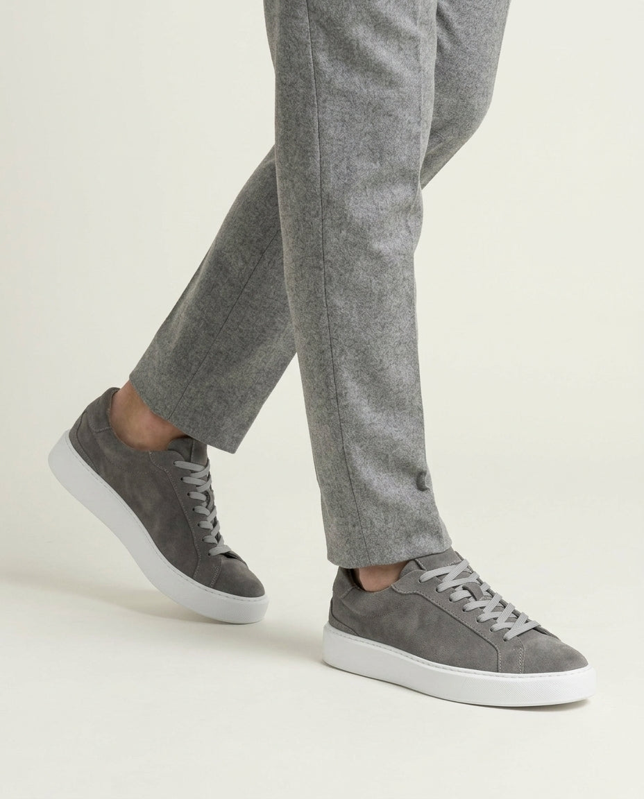 Boston Suede Trainer - Dark Grey