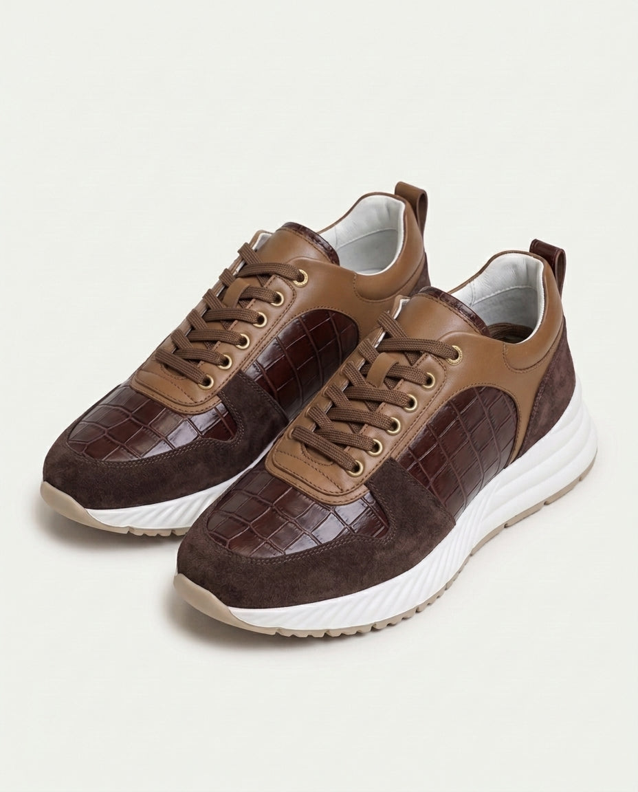 Croco Milano Sneaker - Espresso