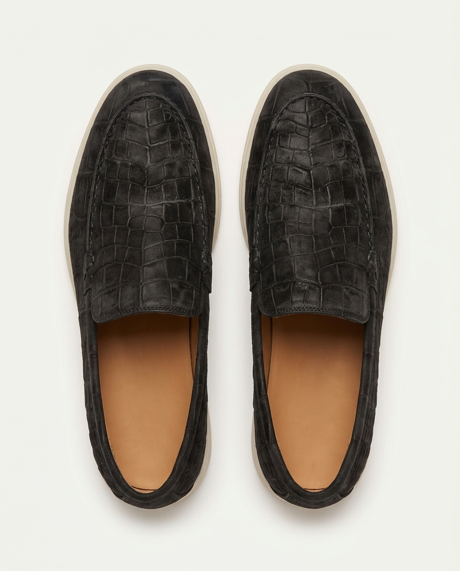 Croco Suede Loafer - Charcoal | LIMITED EDITION
