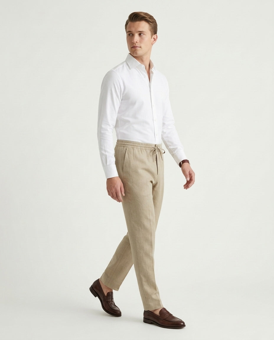 Linen Trousers - Beige