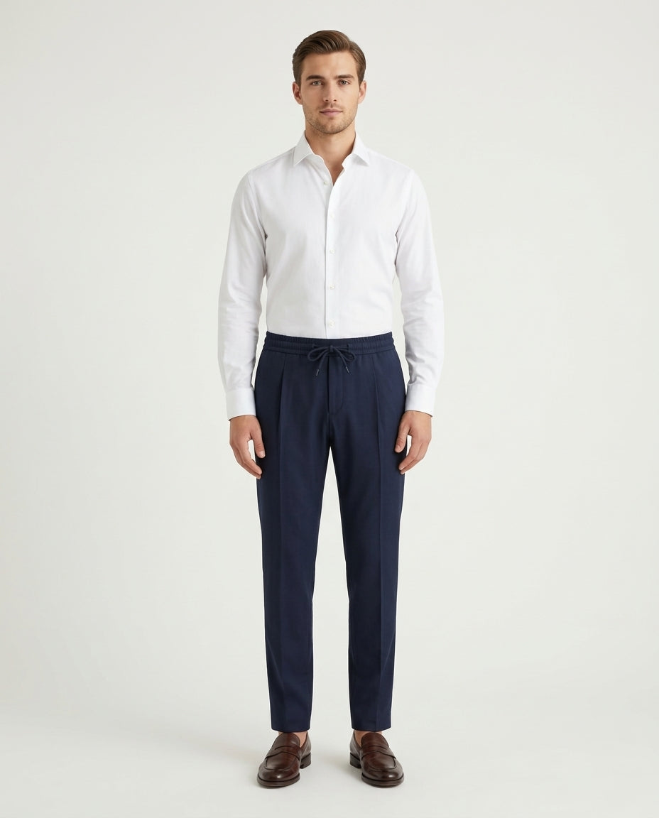 Linen Trousers - Navy