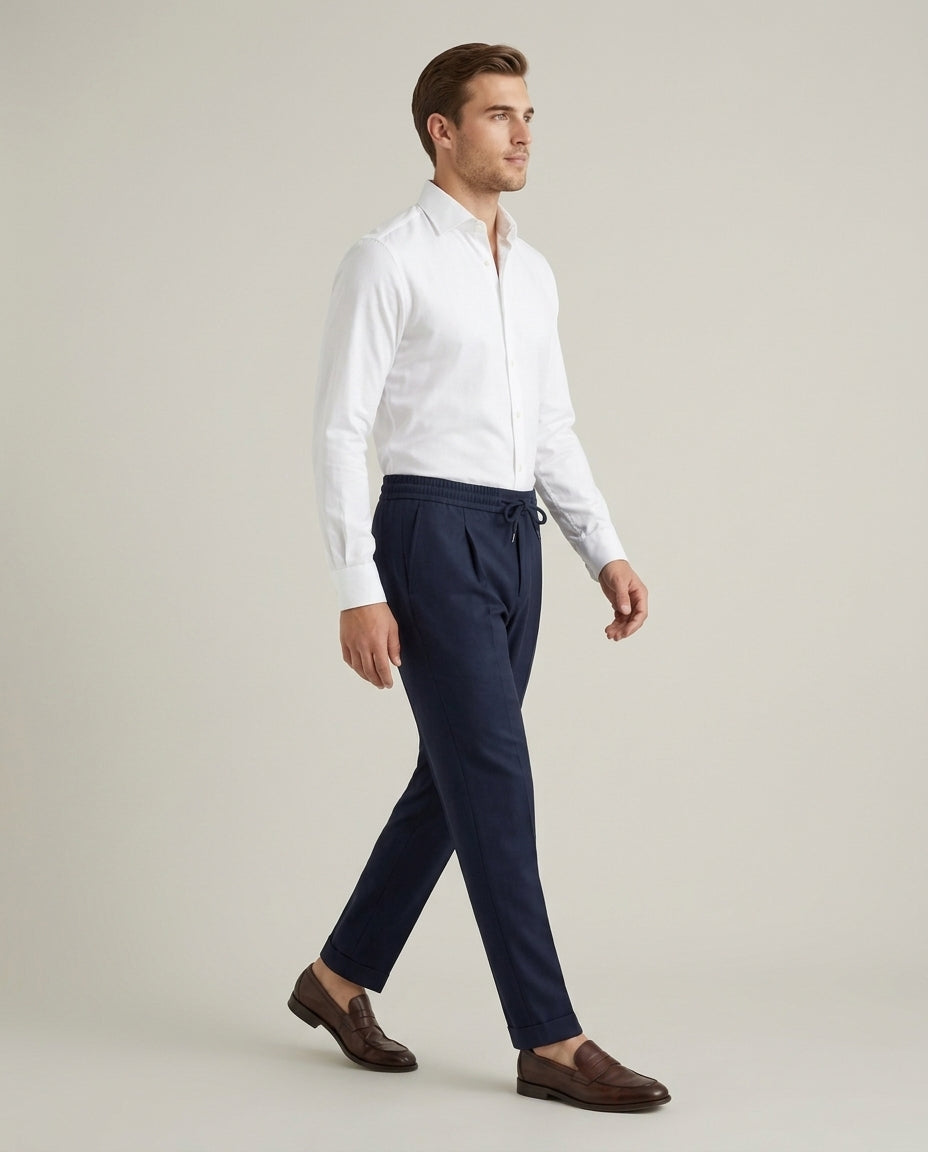 Linen Trousers - Navy