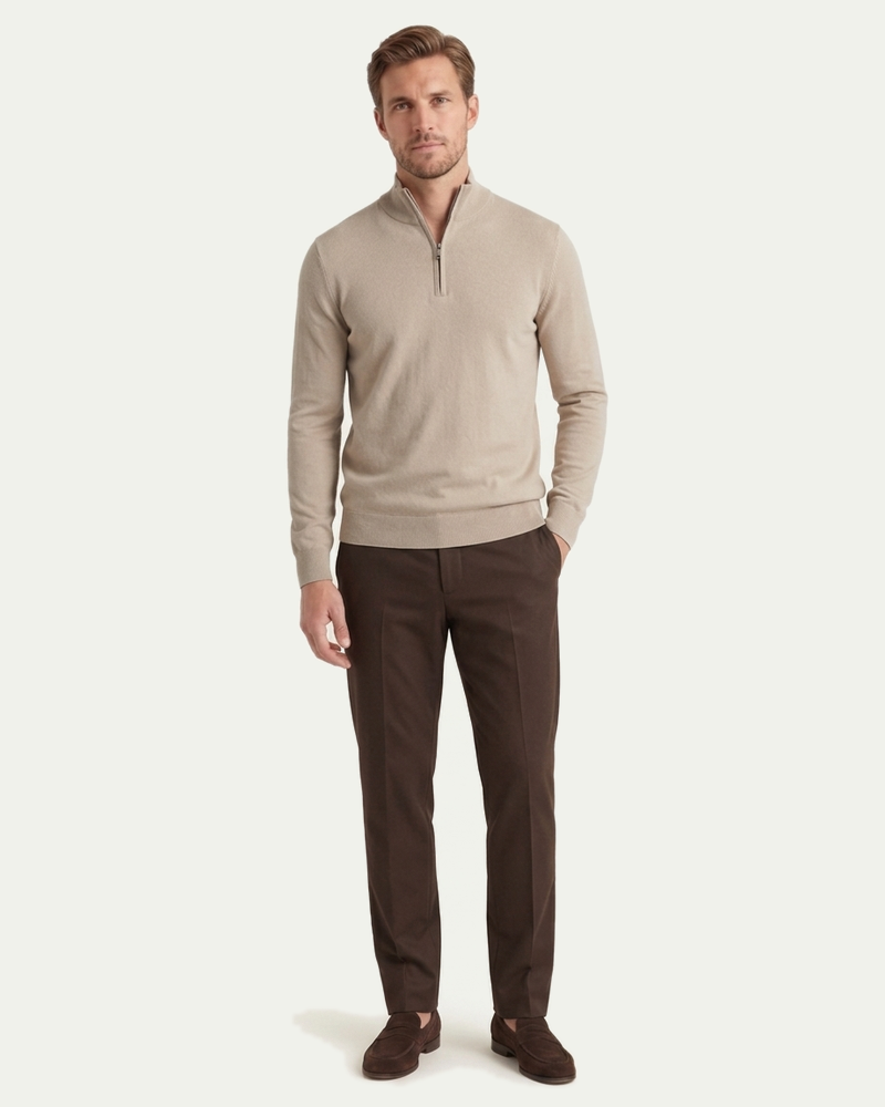 London Quarter Zip - Beige