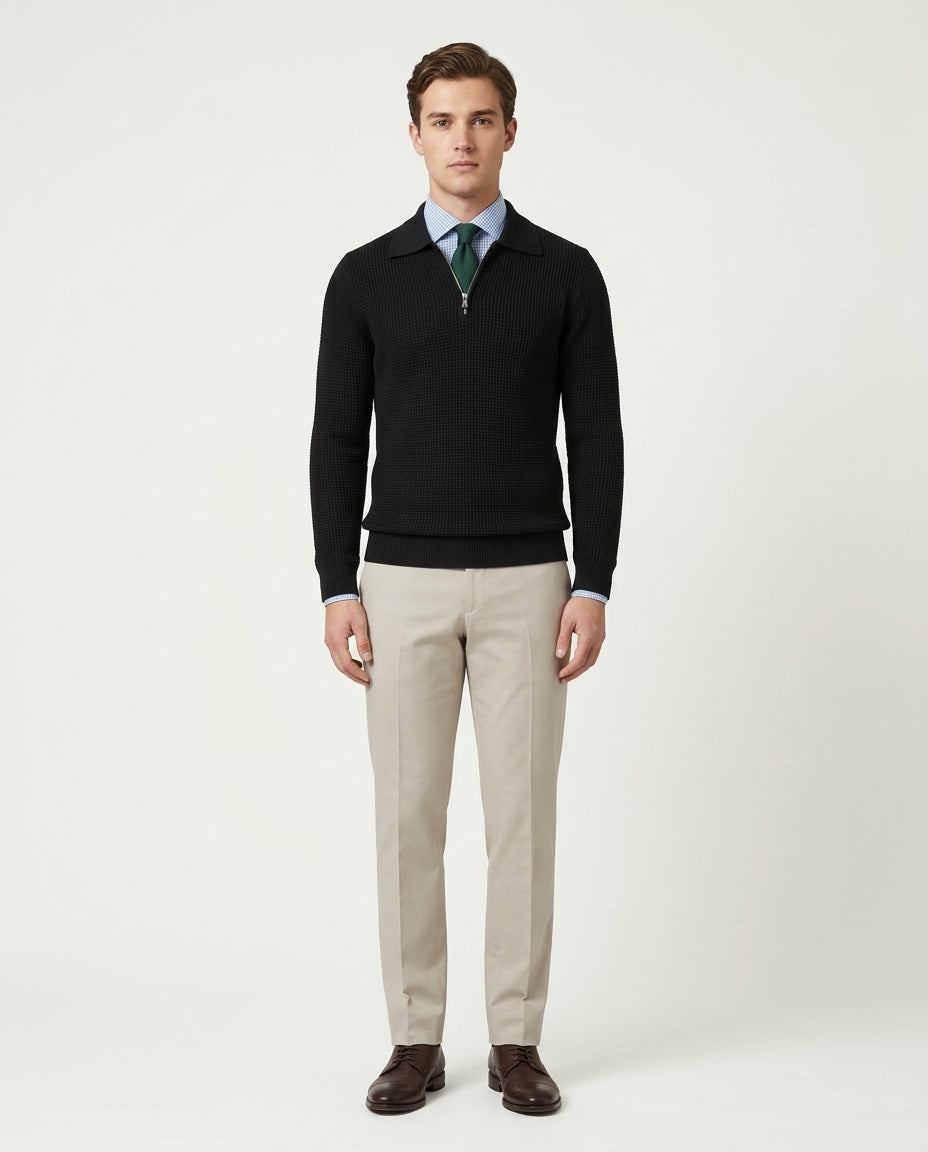 Paris Zipped Sweater - Black