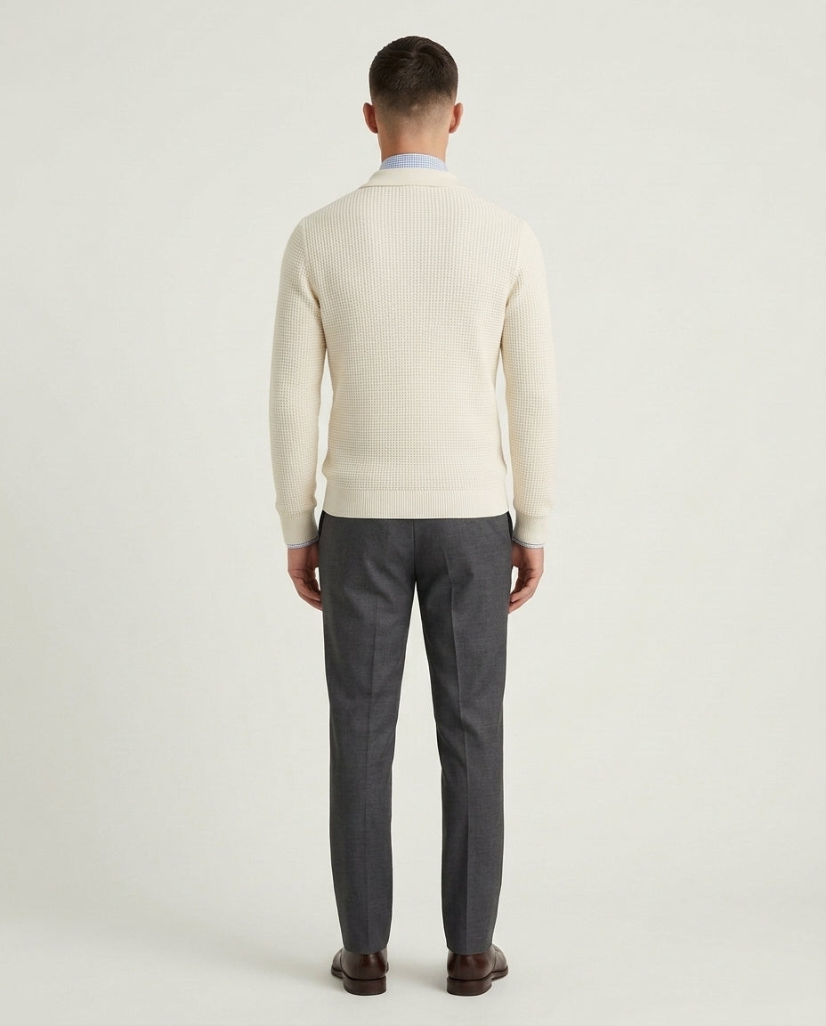 Paris Zipped Sweater - White