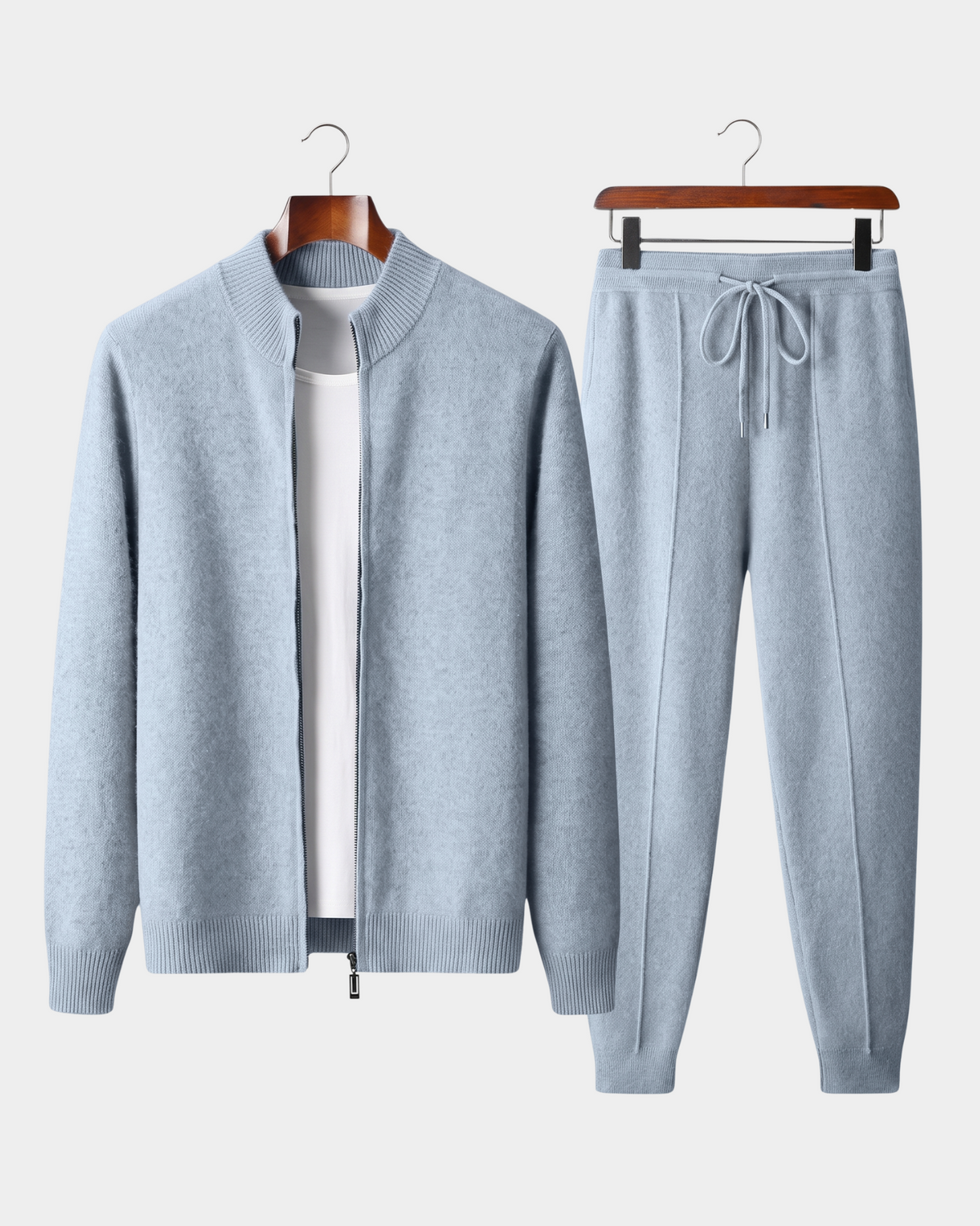 Pure Extra-Fine Merino Wool Light Blue Luzzo Set