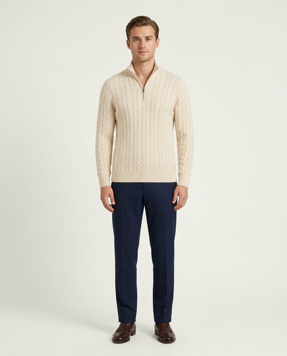 Vienna Zipped Sweater - Beige