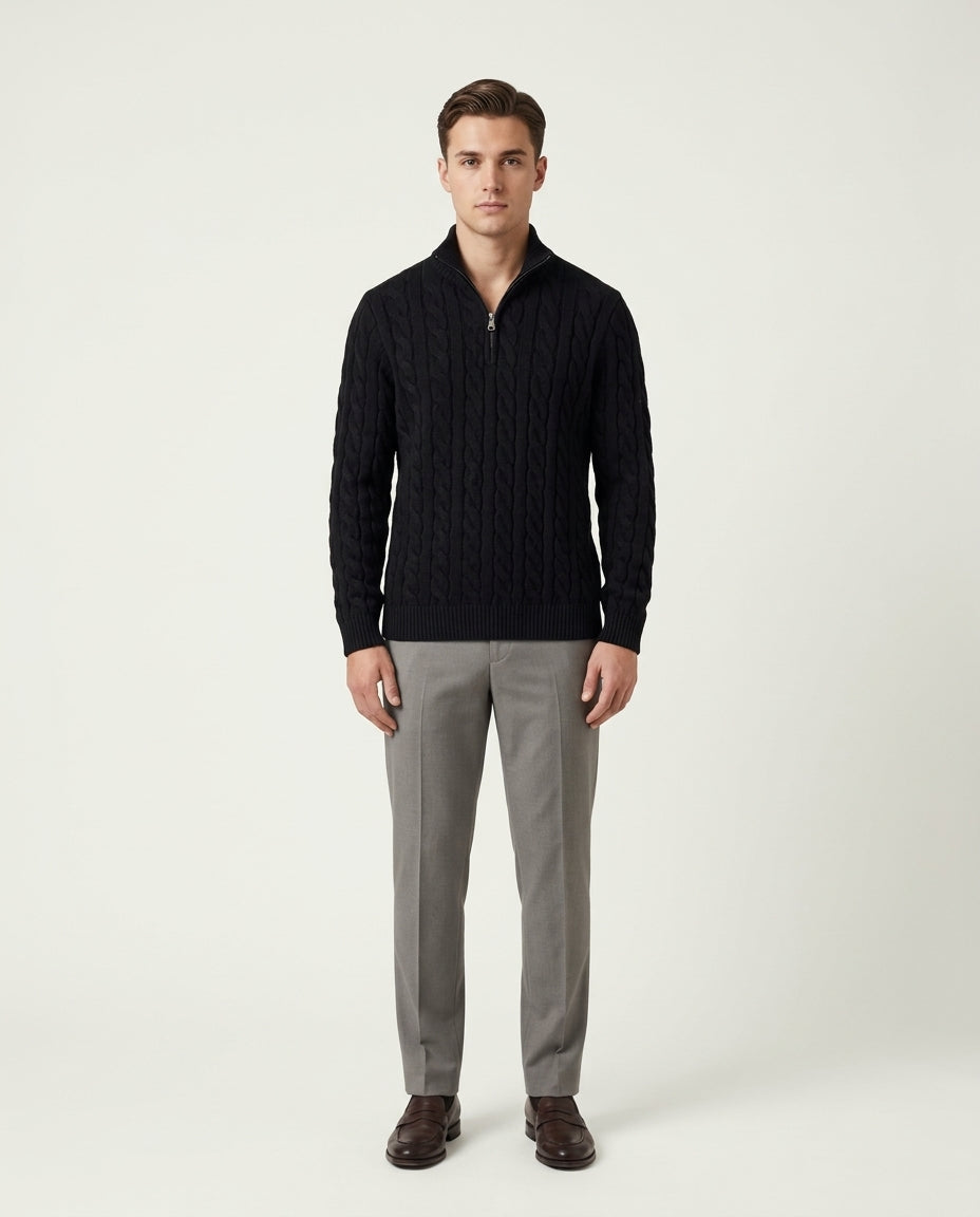 Vienna Zipped Sweater - Black