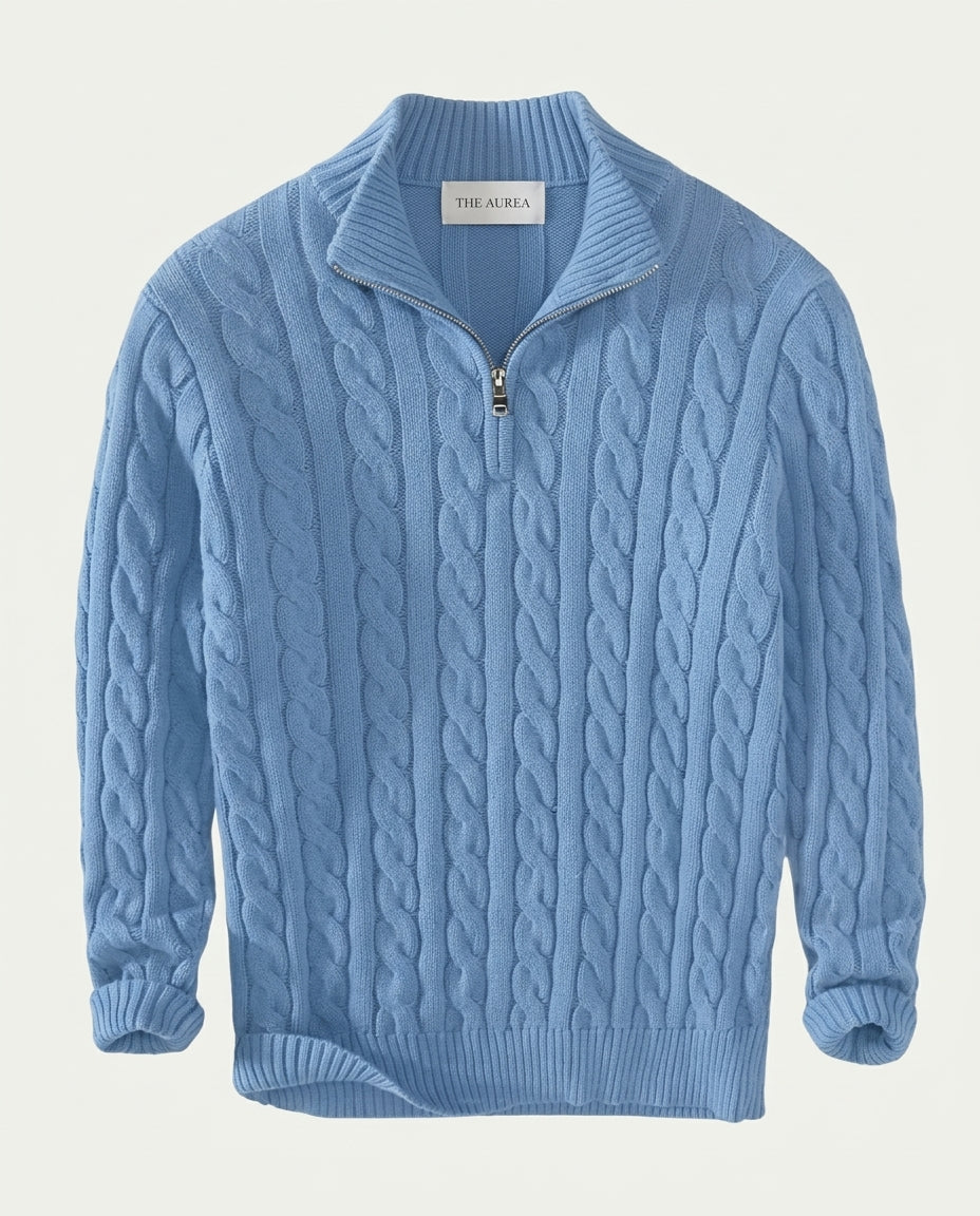 Vienna Zipped Sweater - Light Blue